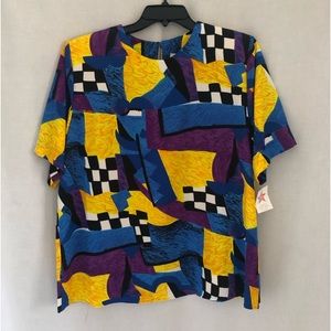 Vintage 80s Heritage Road Abstract Blouse Size 16W NWT
